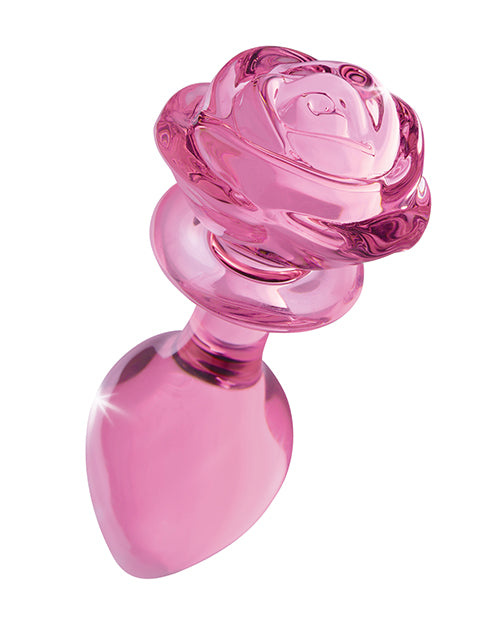 Booty Sparks Pink Rose Glass Anal Plug