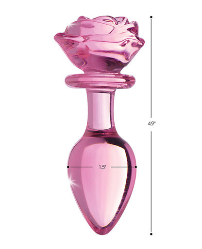 Booty Sparks Pink Rose Glass Anal Plug