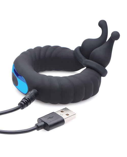 Trinity Men 10x Cobra Dual Stimulation Silicone Cock Ring - Black