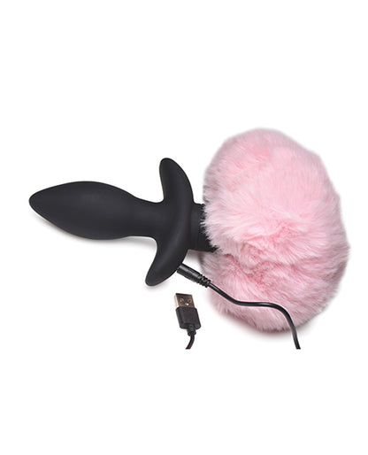 Tailz Waggerz Moving & Vibrating Bunny Tail Anal Plug W-remote - Pink-black
