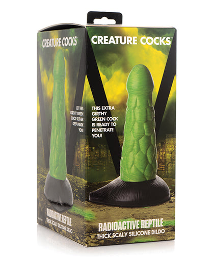 No Eta Creature Cocks Radioactive Reptile Thick Scaly Silicone Dildo - Green-black