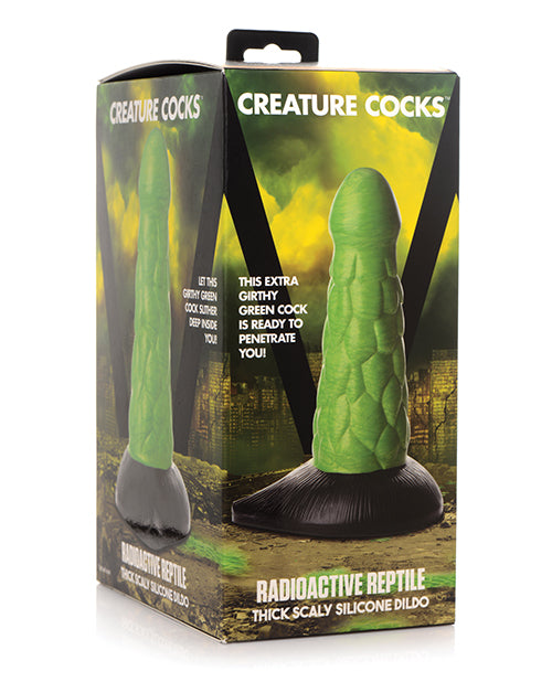 No Eta Creature Cocks Radioactive Reptile Thick Scaly Silicone Dildo - Green-black