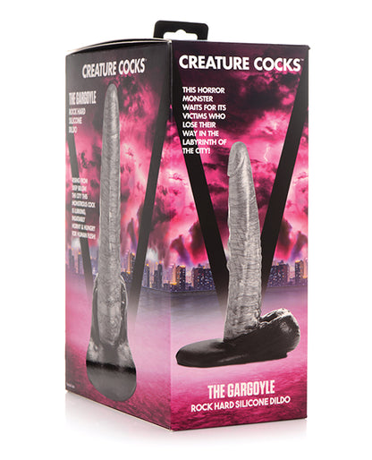 No Eta Creature Cocks The Gargoyle Rock Hard Silicone Dildo - Silver-black