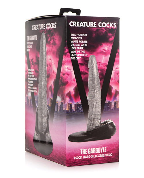 No Eta Creature Cocks The Gargoyle Rock Hard Silicone Dildo - Silver-black