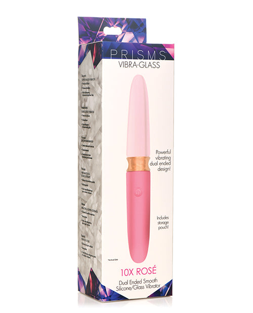 Prisms Vibra-glass 10x Dual Ended Smooth Silicone-glass Vibrator - Rose