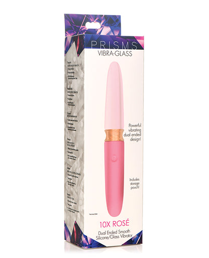 Prisms Vibra-glass 10x Dual Ended Smooth Silicone-glass Vibrator - Rose
