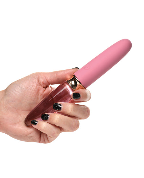 Prisms Vibra-glass 10x Dual Ended Smooth Silicone-glass Vibrator - Rose