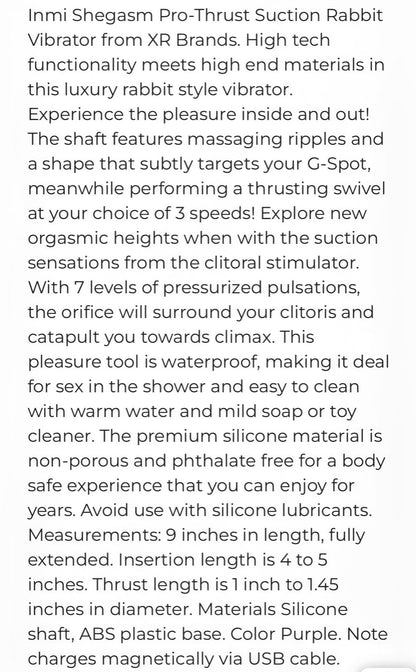 Shegasm Pro Thrust Thrusting Suction Rabbit - Purple